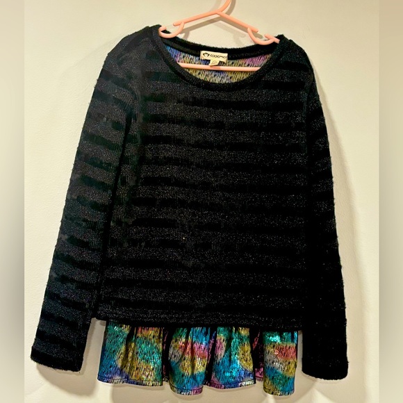Appaman Girls Black Valley Sweater with Metallic Ruffle size 10 - Picture 1 of 7